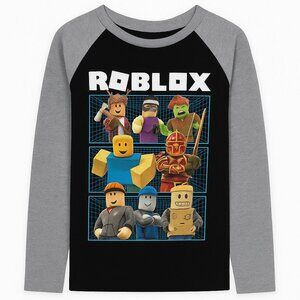 NWT-Roblox Long Sleeve Tee –Black & Gray- Youth Sizes M, L, XL